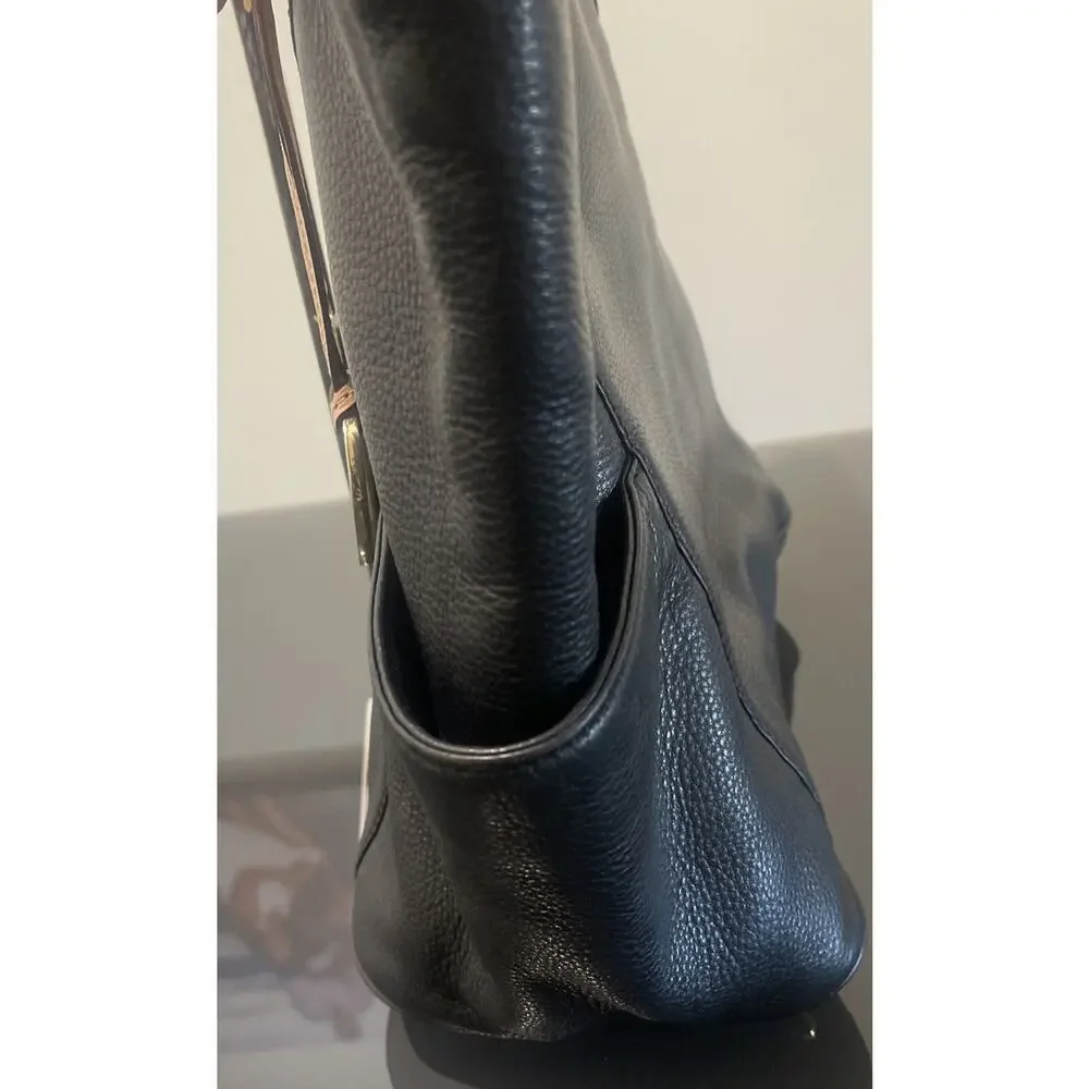 MICHAEL KORS Jet Set Black Pebbled Leather Tote Large Shoulder Handbag